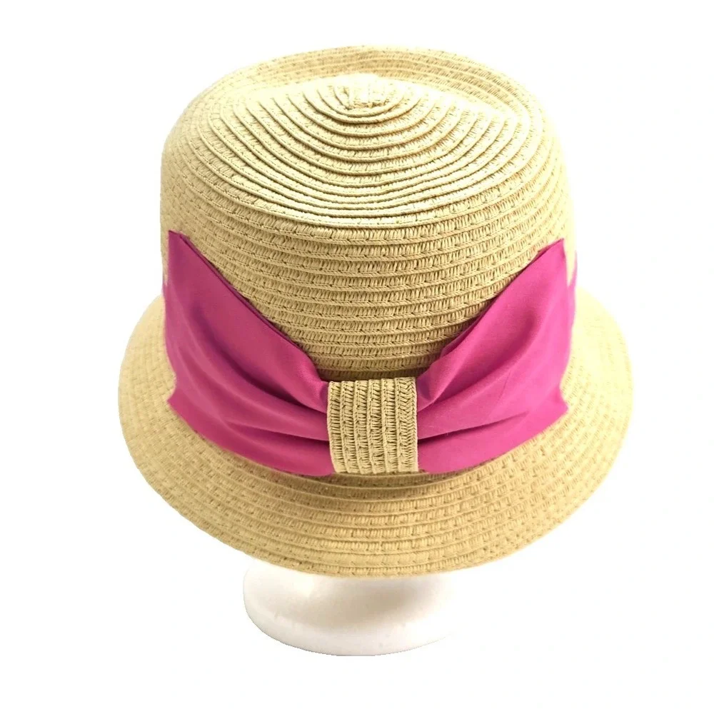 David And‎ Young Women's Straw Panama Pink Band Hat, One Size